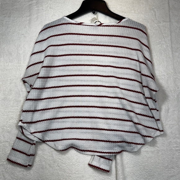 Paper Crane Shirt Womens Size Large Striped White Cropped Oversized Waffle knit - Picture 6 of 6